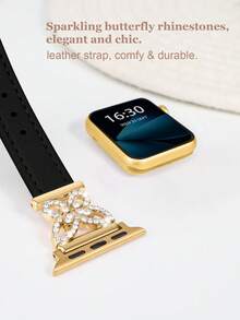 1pc Ultra-Fiber Watch Band For Women And Men, Compatible With 38mm, 40mm, 41mm, 42mm, 44mm, 45mm, 46mm, 49mm – S11/10-42mm Shiny Metal Buckle, Ultra-Thin Comfortable And Sweat-Resistant – Elegant Fashionable Watch Band, Suitable For Business, Dating, Wedding, Party And Daily Wear – Cute Gift, High-Quality Replacement Watch Band Accessory - Black + Gold - View 3