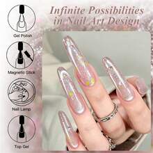 MEET ACROSS 1 pieza 7ml Esmalte de uñas de gel con lentejuelas efecto ojo de gato, lentejuelas de cristal de colores con purpurina magnética UV gel semipermanente removible con remojo UV LED para uñas de verano, arte de uñas DIY para el hogar y salón, suministros de uñas - Rosa - Ver 6