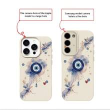 1pc TPU Material Soft Evil Eye Pattern Phone Case Compatible With IPhone 17 Pro Max/17/16 Pro Max/15/13/12/11/ S20 FE/A15/S24/A55/ Note 11/Note 12/Note 13 Pro Full Coverage Anti-Drop Soft Shell Protective Cover - White - View 7