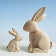 1 pieza Figura de conejo de madera desgastada impresa en 3D, adecuada para decoración de Pascua, conejo lindo en 2 tamaños - 1PC - Ver 5