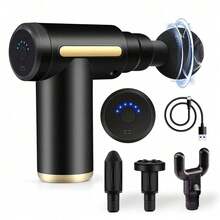 Pistola de massagem muscular de alta frequência com massageador portátil elétrico profissional - PRETO - Visão 1