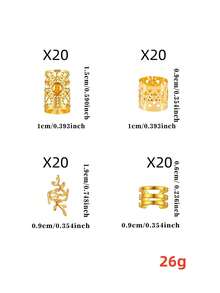 80pcs Golden Hair Ring Dreadlocks1 Set, Party Braided Hair Clips Hair Accessories Loc Hair Jewelry For Braids For Girls Boho - 金色 - 查看 6