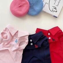 1 buah Rompi Polo Bordir Warna Solid Musim Semi/Panas untuk Hewan Peliharaan, Kostum Anjing, Pakaian Anjing, Perlengkapan Anjing - MultiWarna - View 3