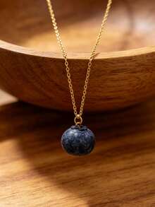 1pc Exquisite Versatile Summer Fruit Style Blueberry Necklace Fashion Personalized Jewelry Gift Suitable For Men And Women Daily Wear Perfect For Party And Holiday Gift Women Casual And Vacation Outfit Multi-Functional Accessory - Multicolor - View 2