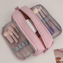 [Cosmetic Bag]Solid Color 3-Layer Fashionable Portable Travel Makeup Organizer Bag With Compartments - Multicolor - View 8