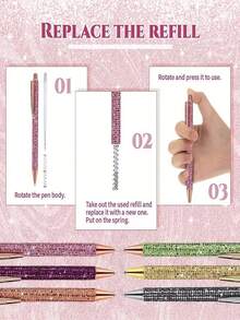 23pcs Set (3 Pens + 20 Refills) Shiny Metallic Retractable Ballpoint Pens, Smooth Writing, Suitable For Various Occasions, Great Gift Choice - 23pcs Set - View 6