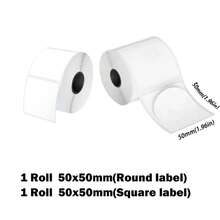 2 Gulungan Stiker Label Termal Sintetis 50x50mm, Tahan Air, Tahan Minyak, Tahan Sobek, Perekat Mandiri, Gaya Ganda Bulat dan Persegi, 2 Gulungan Kertas Stiker Termal untuk Pengiriman, Supermarket, POS, Inventaris, Printer Label - 50x50mm - View 11