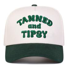 1pc Women's Tanned & Tipsy Trucker Hat, Personalized Letter Embroidery Baseball Cap, Street Fashion Casual Hat For Spring/Autumn Travel, Beach Vacation - Multicolor - View 12