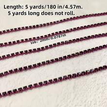 5mm Multi-Color Crystal Rhinestone Cup Chain Trim, Electrophoretic Colorful Crystal Claw Chain, 2mm Dense Single Row Rhinestone Chain, DIY Jewelry Accessories, Clothing Trim - Multicolor - View 28