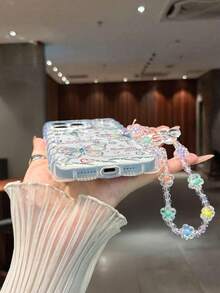Butterfly Painted Twisted Wave Edge Transparent Phone Case With Attached Bracelet, Flat Printing, Anti-Fall, Fashionable Cute Design For IPhone 17/17 Pro/17 Pro Max/16/16 Pro/16 Pro Max/16 Plus/14/15, 10 Cases, Thickened Soft Full Coverage Protective Shell For P14/P13/P12/P11 - Multicolor - View 6