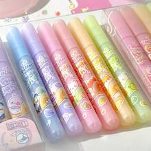 6pcs Fruit Scented Soft Tip Triangular Barrel Highlighter Pens, Office Use Planner Marker Highlighter Pens, Back To School, First Day Of School - Multicolor - View 3