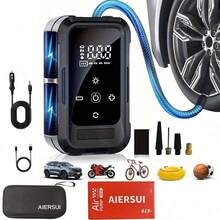 Tire Inflator Pump, Portable Air Compressor 150 PSI Wireless Handheld Car Air Pump, Built-In LED Light, Upgraded Model, With EVA Storage Box 11.1V/DC12V 1300mAh, Suitable For Car/Motorcycle/Bicycle/Basketball, Essential Car Accessory/Gift - Black - View 13