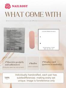 nailrosy 10片裝手工穿戴甲套組 杏仁形 粉色銀色蝴蝶珍珠貓眼 優雅極簡老錢風 日韓風清新設計 時髦法式中性古典創意亮面閃光假指甲套組 - 金色 - 查看 6