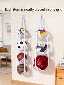 Vertical Mesh Basketball Storage Bag Sports Ball Storage Bag Multi-Layer Hanging Organizer For Basketball Volleyball Helmets Toys And Equipment Organization Space-Saving With Compartments Basketball Essential Accessories - Multicolor - View 4