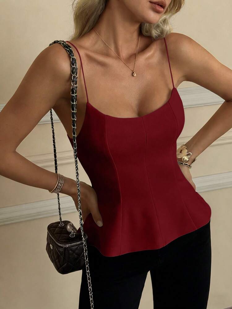 HUACAITA 2026 Spring New Black Y2K Camisole Top For Women, French