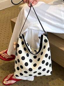Women's Large Capacity Bucket Bag, New Fashion Versatile Shoulder & Crossbody Bag, Textured Design - Beige - View 5
