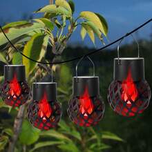 POSE UP 4/8pcs Solar Flame Lights, Hanging Or Standing Outdoor Lights With Realistic Flickering Flame Effect, Easy Install Solar Waterproof Landscape Decor, Suitable For Balcony, Patio, Porch, Garden, Yard, Backyard, Party And Halloween - Multicolor - View 16
