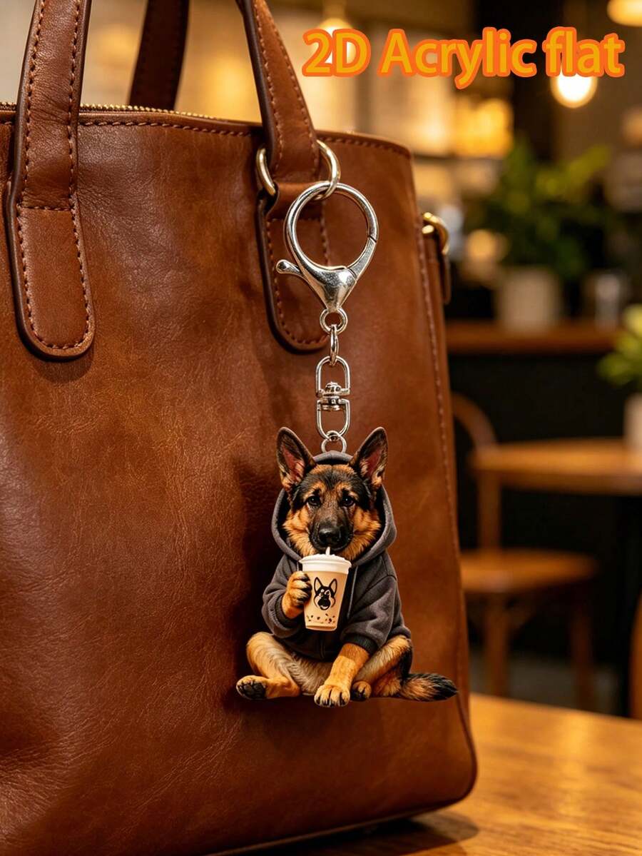 2D 平面酷帥德國牧羊犬壓克力鑰匙圈 卡通風 龍蝦扣 適用於車鑰匙、背包與手提包 可作為包包掛飾、汽車配件、包包裝飾 趣味設計 壓克力材質 也適合女性錢包與手機配件 可送給朋友、家人、女友 戶外用品 派對用品 禮物 紀念品 開學禮物