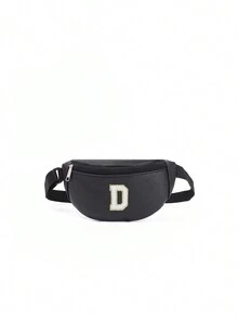 1pc Girls Cute Crossbody Waist Bag Shoulder Bag With 26 A-Z Letters, Suitable For Daily, Outdoor, Travel, Hiking, Portable Use, Ideal Gift Choice - Black - View 36