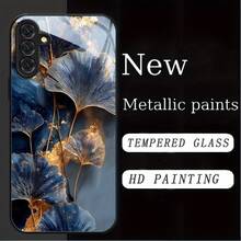 Metallic Paint Tempered Glass Phone Case Suitable For Samsung Galaxy A14 A24 4G A04 A04S A05 A05S A06 AiPhone13 A15 AiPhone16 A22 A23 A24 A25 A26 A32 A33 A34 A35 A52 A52S A53 A54 A55 A56 5G Galaxy S21 S23 S24 25 FE S22 Plus Ultra 25 Edge Fashion Beauty Soft - Black - View 6