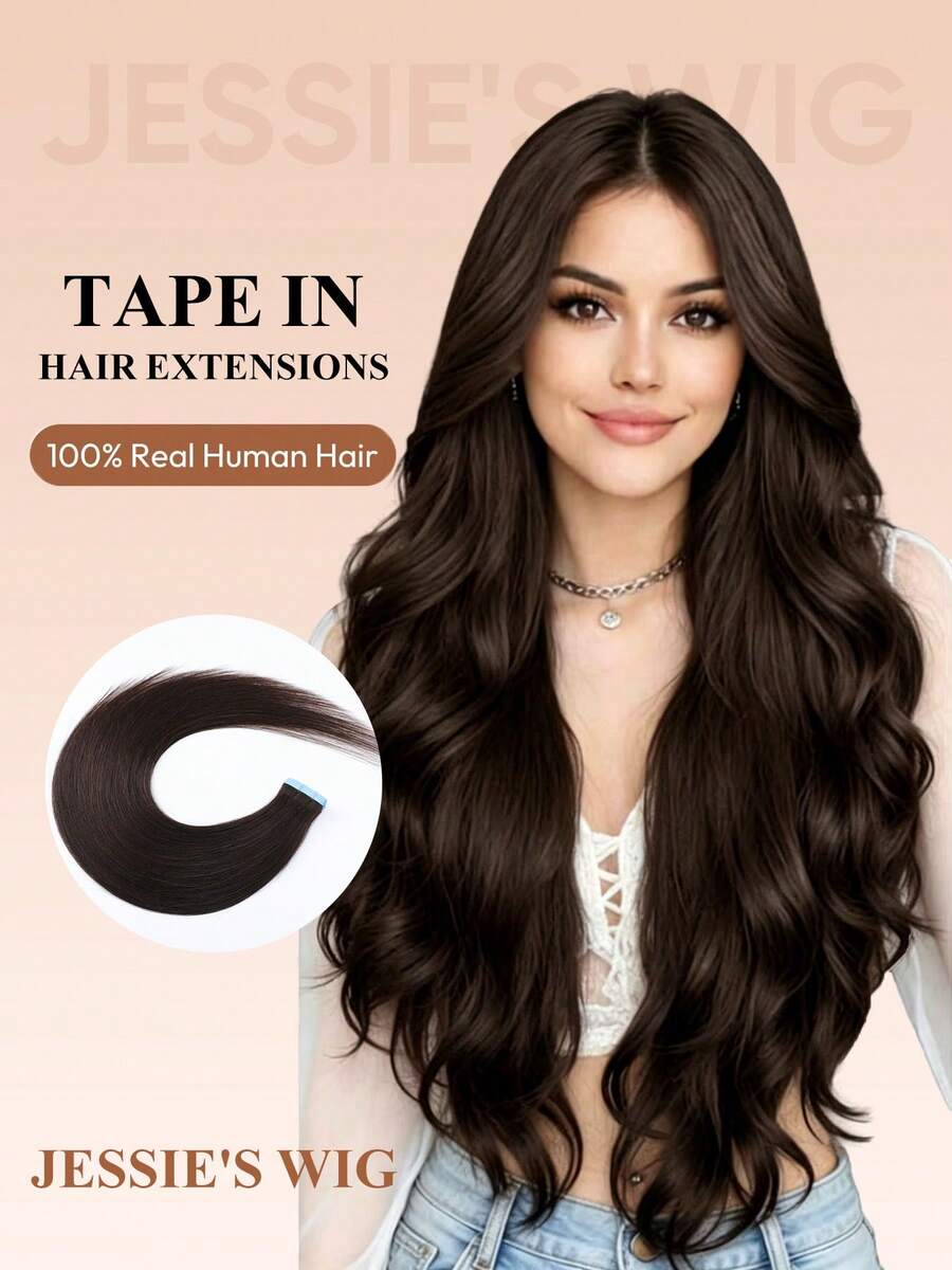 Jessie's Wig 20片/包 50g 膠帶式接髮 真人髮絲 絲滑直髮 自然黑 自然外觀 高品質 膠帶接髮 2# - S2 - 查看 1