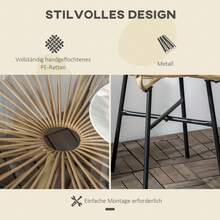 Bistro Table, Round Garden Table, Rattan Side Table, For Terrace, Balcony, Black And Beige, 50 X 50 X 50 Cm - Beige - View 6