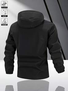 Jaket Berkerudung Pria Gaya Balap Multi-Warna dengan Garis Reflektif, Kain Tahan Lama, Desain Multi-Saku, Gaya Street Techwear, Cocok untuk Pemakaian Sehari-hari dan Perjalanan - Hitam - View 2