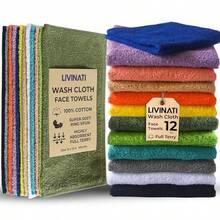 100% Cotton Wash Cloths For Showering Body And Face - Washcloths Colors Pack - Small Terry Towel Bath Rags For Adults And Bathroom - St Absorbent - Variety - View 2