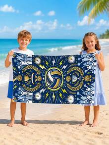 1 pieza Toalla de playa con tema de voleibol para niños, manta de playa extra grande de microfibra súper suave, toalla de baño súper absorbente, adecuada para viajes, piscina, buceo, surf, yoga, camping, disponible en varios tamaños, accesorios de playa para playa, piscina, viajes, camping, yoga - Multicolor - Ver 6