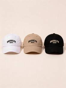 1件中性休閒 BROOKLYN 字母刺繡卡其色棒球帽，適合戶外旅行，可調節式棒球帽 - 彩色 - 查看 7