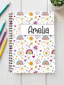 1pc Custom Name Spiral Notebook For Back To School, Personalized Cute Cartoon School Supplies, Back To School Study Notepad Gift For Classroom Writing Stationery Gift - Multicolor - View 7