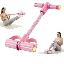 4-Tube Pedal Resistance Band, Multi-Function Sit-Up Pull Rope Yoga Abdominal Trainer, Portable Elastic Leg Arm Waist Fitness Equipment, Suitable For Home Gym Body Shaping - Multicolor - View 1