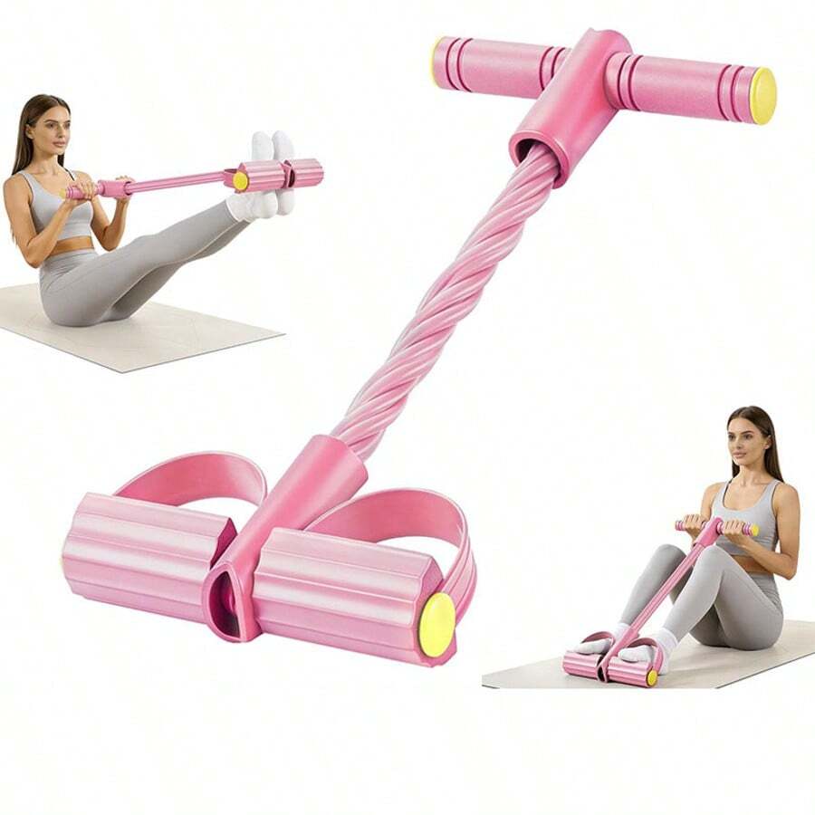 4-Tube Pedal Resistance Band, Multi-Function Sit-Up Pull Rope Yoga Abdominal Trainer, Portable Elastic Leg Arm Waist Fitness Equipment, Suitable For Home Gym Body Shaping - Multicolor - View 1