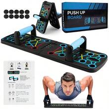 Tabla de Flexões Multifuncional Dobrável, Push Up Board com Sistema de Treino por Zonas de Cor, Suporte para Flexões Antiderrapante com Proteção de Pulso, 20+ Modos de Exercício para Peito Ombros Costas e Tríceps, Equipamento de Fitness Portátil para Casa, com/sem Bandas de Resistência - Excluindo a corda de tensão - Ver 12