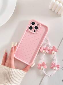 Bowknot Painted Grooved Pink Added Bracelet Thickened Precision Hole Minimalist Anti-Drop Thick Phone Protective Case Print Suitable For IP17/IP17PROMAX/Iphone16/Iphone16pro/Iphone16promax/IPhone16plusiphone15 XR /7/8 Iphone15Promax/12PROMAX/13PROMAX/14PROMAX 13 14 11 12p14 Women P11 Soft Shell P12 Anti-Drop XS.XR /78P.78GES2 Phone Case Protective Cover Galaxy S24 Ultra/S23FE/S22/S21/S20/A52S/A15/A03 - Multicolor - View 4
