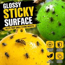 6-Piece, 12-Piece Large-Sized Hanging Fly Traps, Yellow And Green Dual-Color, Highly Adhesive Spherical Surface, Designed For Hanging Use, Non-Electric, Suitable For Fruit Trees, Vegetable Gardens, Greenhouses, Potted Plants, And Balcony Plants. - 6PCS - View 4