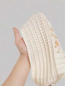 Women's Textured Embroidery Design Halter Neck Top - Off White - View 3