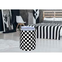 1PC Classic Black And White Checkered Double-Handle Laundry Basket, Vintage Racing Check Pattern Foldable Storage Bin, Minimalist Style Bedroom Storage Bucket, Suitable For Clothes And Miscellaneous Storage - View 6