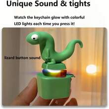 2026 New Lizard Rechargeable Keychain, Sound & Colorful Light Button Toy, Anxiety Relief For Car & Bag Charm, Unique Father's Day Gift, Stress Toy - 1 - 查看 2