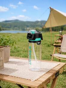 1pc 750ml/26oz New Outdoor Camping Spray Water Bottle, Hidden Handle Design, Large Capacity Dual Drinking Cup, Back To School, First Day Of School - Multicolor - View 11