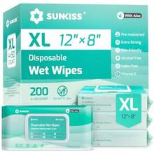 SUNKISS Trustplus Wet Wipes For Adult Rinse Extra Large 8"X12" Body Cleaning Washcloths For Elderly Incontinence And Cleansing 200 4 Packs Of - Unscented - View 2