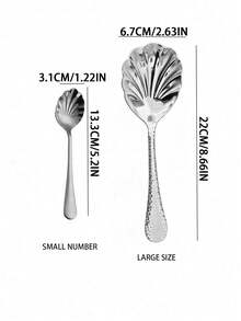 1/5PCS 304 Stainless Steel Hammered Shell Design Serving Spoon, High-Value Restaurant Hotel Portion Spoon, Home Stirring Spoon, Coffee Small Spoon - View 5
