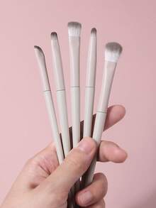 7-Piece Professional Makeup Brush Set With Blade Brow Brush, Ultra-Fine Eyeliner Brush, Eyeshadow Brush, Concealer Brush, Soft Bristles Face Makeup Tools With Mini Makeup Sponge And Foundation/Concealer Puff - Light Grey - View 6