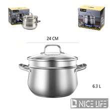 1 COOKERKING Stainless Steel Steamer/Steamer, 24cm (6.3L), 26cm (7.6L), Multi-Functional Household Steamer/Steamer With Glass Lid, Induction Cooker Compatible, Large Capacity, Healthy Cookware - View 1