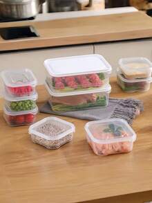 Contenedores de almacenamiento de alimentos transparentes y apilables para refrigerador con tapas herméticas, a prueba de fugas para congelador - Cajas para conservar frescos carnes y verduras, contenedores de almacenamiento de ingredientes frescos para cocina y refrigerador que ahorran espacio - Multicolor - Ver 8