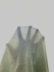2pcs/Set Solid Color Round Neck Semi-Sheer Minimalist Casual Loose Knit Vest Vacation Beach Summer - Apricot Green - View 8