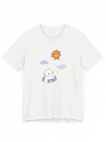 2026 Spring/Summer New Collection "Cat Star Suns In The Sun", Women's T-Shirt With Round Neck And Short Sleeves, Versatile. - 黑色 - 查看 6