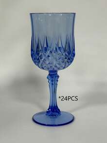 1/3/6/12pcs Vintage Diamond Textured Reusable Drinking Glass Set, Heavy Duty Champagne Flutes, Suitable For Party & Wedding Juice Cups, Dishwasher (Plastic) - Transparent Blue - View 7
