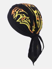 1 buah Bandana Kepala Motif Api Bajak Laut untuk Pria, Cocok untuk Bersepeda dan Penggunaan Sehari-hari - Geometri oranye-kuning - View 4