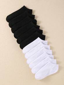 12 Pairs Solid Color Cotton Casual Versatile Socks For Boys And Girls Daily Wear - Multicolor - View 2